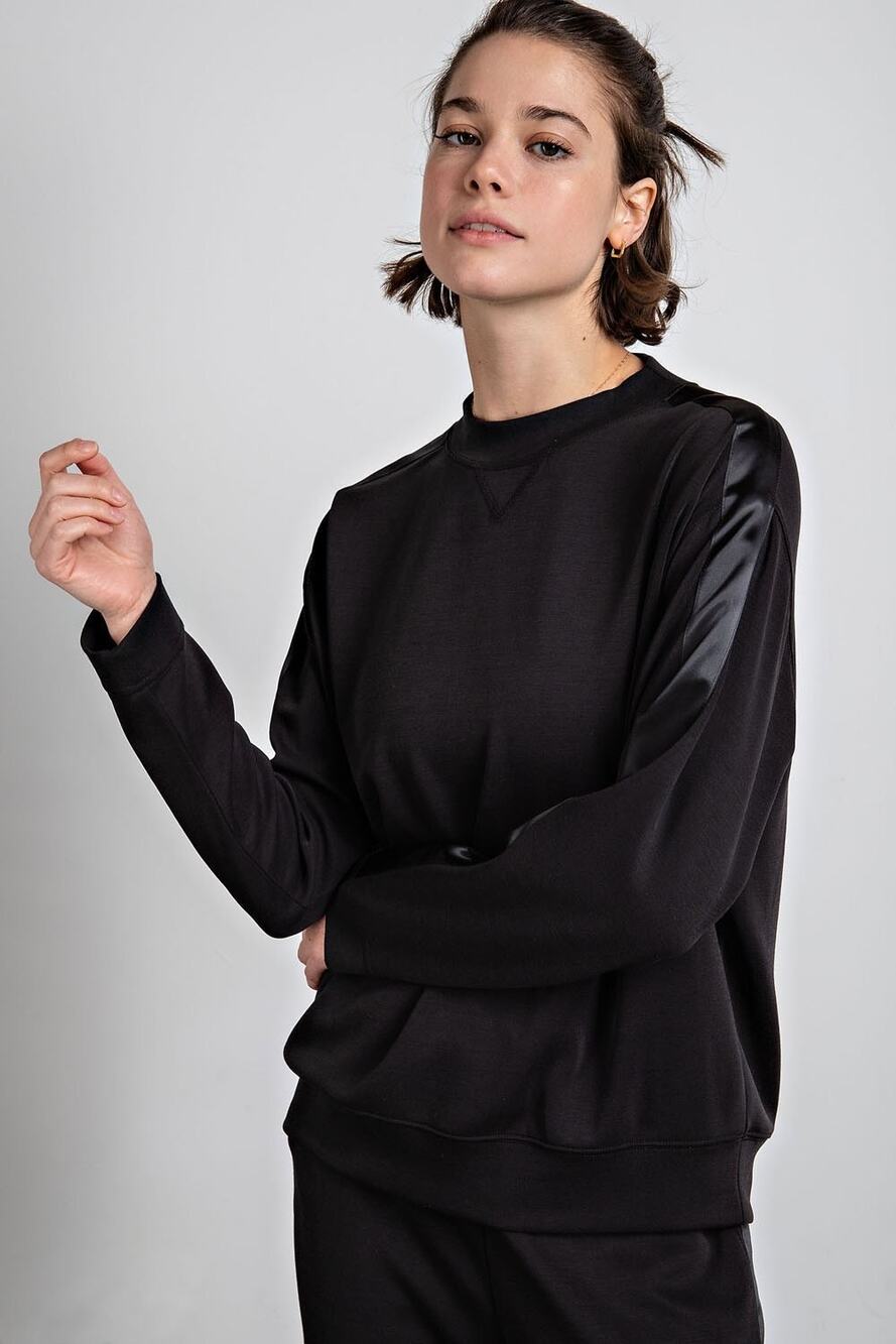 RAE MODE Sweatshirt LARGE Black Satin Stripe Relaxed Loungewear Streetwear NEW
